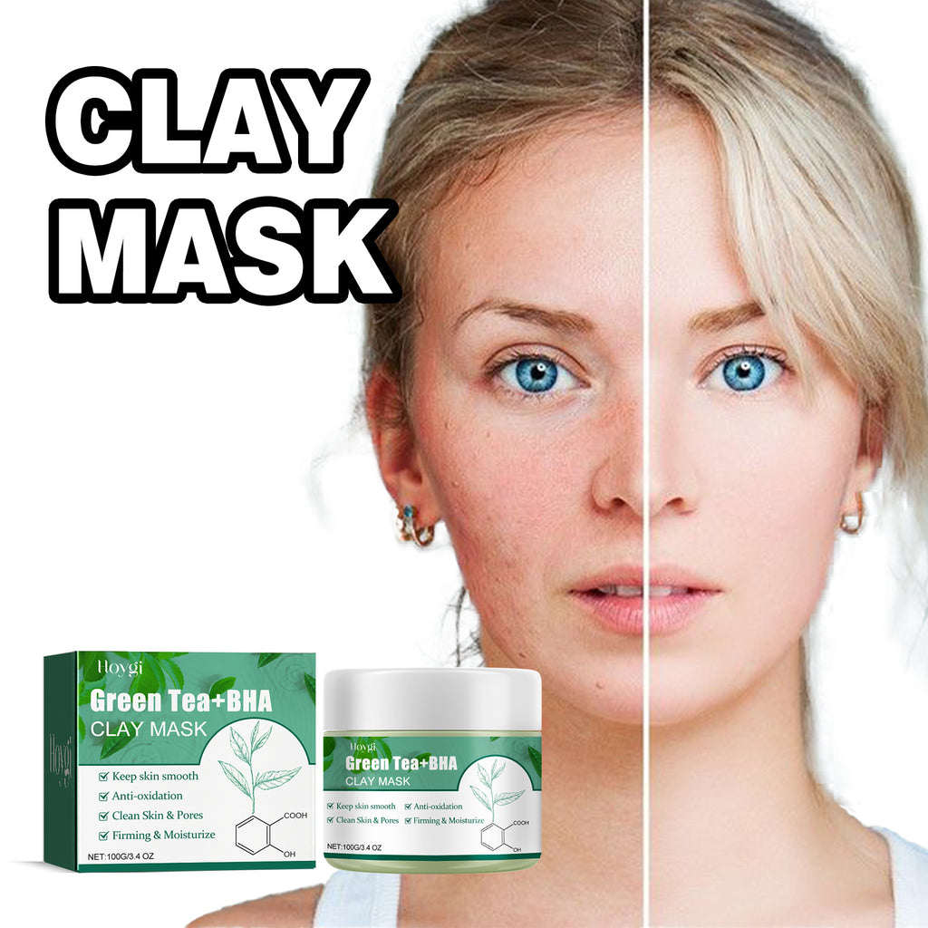 Hoygi Green Tea Cleansing Mud Mask, Facial Cleansing Moisturizing Whitening Skin Blackhead Acne Removing Mud Mask