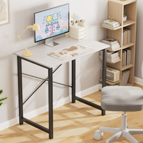 Computer Desk For Home Office, Modern Study Work Table Simple Style For Bedroom, Writing Desks With X-Shaped Reinforcement, Rust